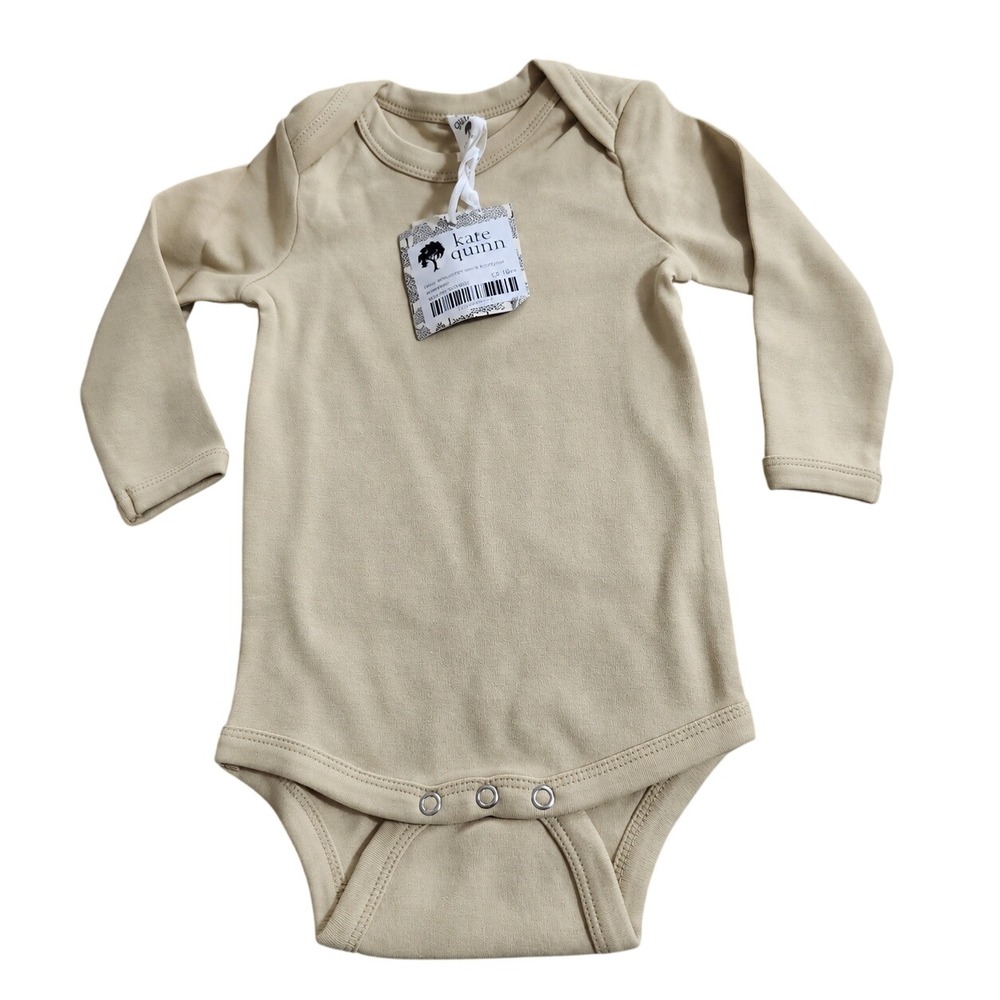 NEW Kate Quinn 12-18M Marzipan Organic Cotton Long Sleeve Lap Neck Bodysuit